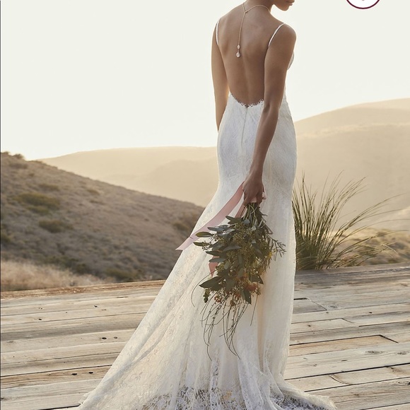 soft lace wedding dress with low back